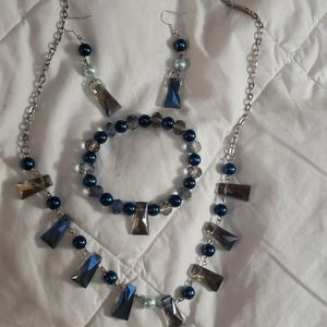 Blue 3pc jewelry set
